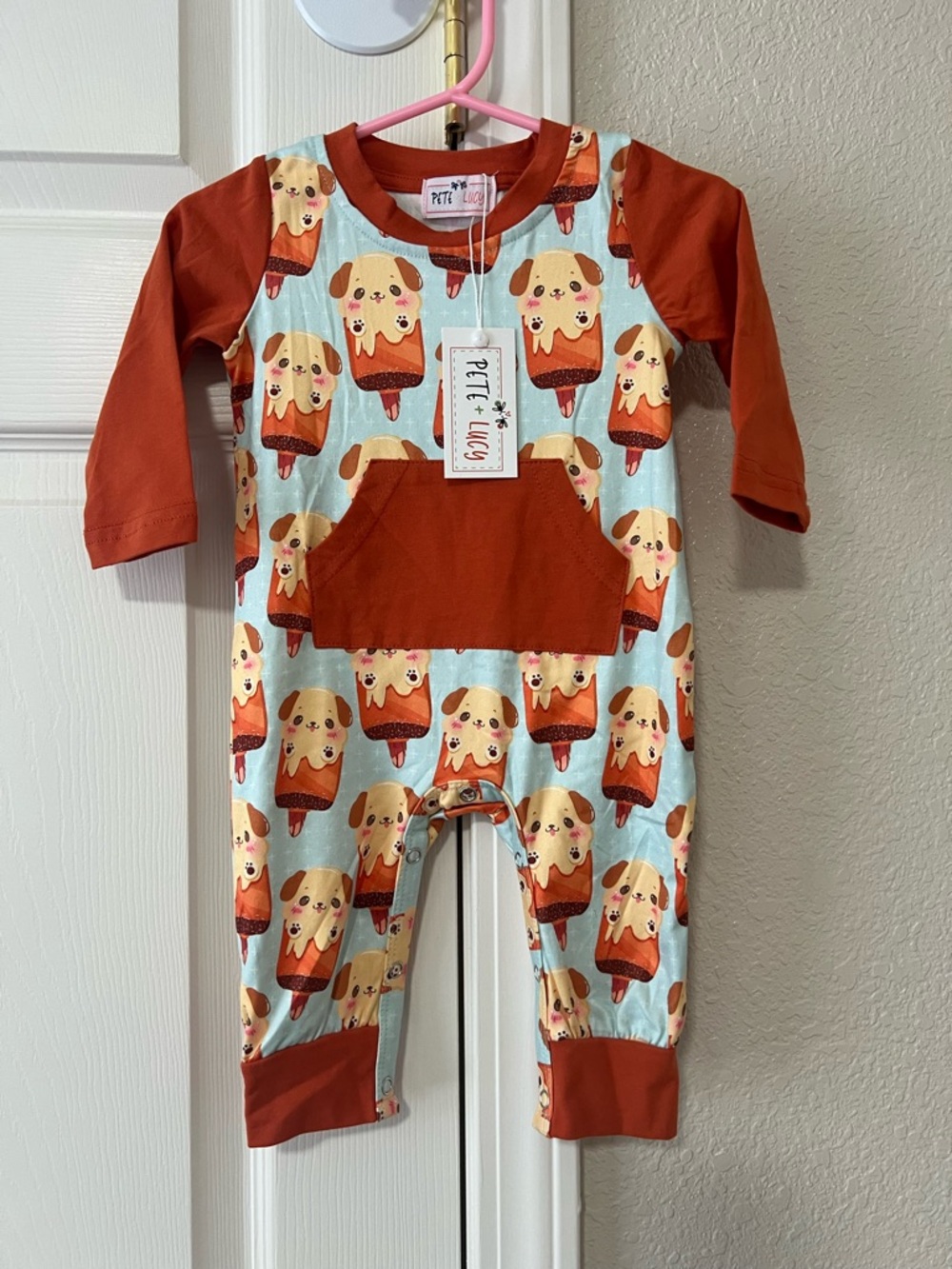 Pete + Lucy Ice Cream Dog Romper 3-6M NWT